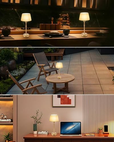 UMEXUS 2 Pack Small Cordless Rechargeable Table Lamp, Battery Operated Lamp - Image 2