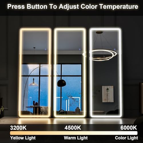 GLSLAND LED Full Length Mirror, 60"x16" Rectangle Floor Mirror with Stand - Image 3