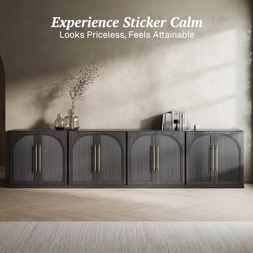 BELLEZE Set of 4 Jagger Sideboard Buffet Cabinet - Ebony - Image 4