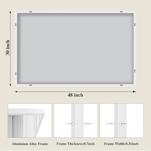 Koonmi White Rectangle Wall Mirror, 30x48 Inch Bathroom Mirror, Aluminum Frame Vanity Mirror for Entryway, Living Room, Bedroom Bathroom, Hangs Horizontally or Vertically - Image 2