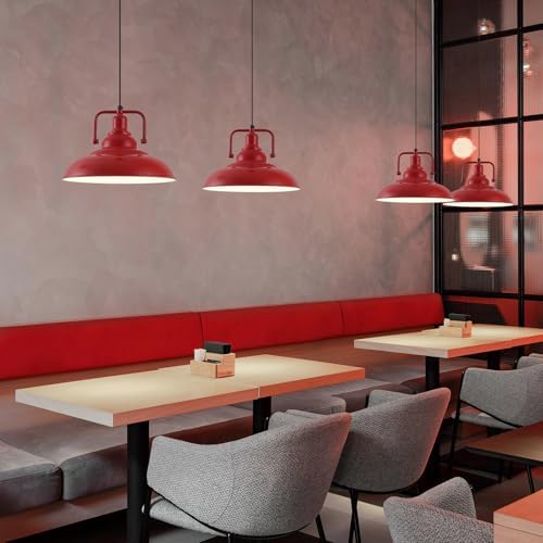 Farmhouse Pendant Light, 2 Packs 12.5inches Red Kitchen Pendant Lights, Island Pendant Lights, Modern Pendant Lights, Pendant Light for Kitchen, Living Room, Bedroom, Hallway - Image 5