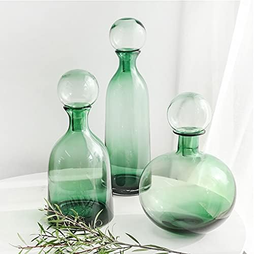 GRFIT Decorative Vase Glass Vase with Lid Modern Home Restaurant Coffee Table Office Desktop Decoration Vase Transparent Vase Ceramic Vase Glass Vase Hydroponic Flower Vase (Color : E) - Image 4