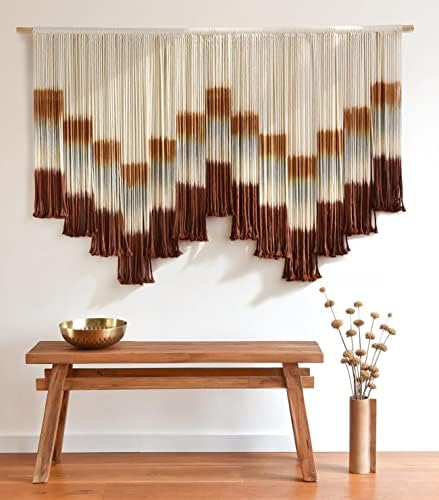 Macrame Wall Hanging Large Tie-Dye Geometric Fiber Wall Art Decor 57"W*35"L by FLBER