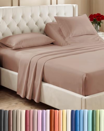 Flex Top Split Head King 4 Piece Sheet Set - Ultra-Soft, Breathable - Mauve by CGKUnlimited