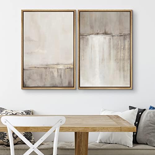 SIGNWIN Framed Canvas Print Wall Art Set Grunge Duotone Tan Landscape Abstract Shapes Illustration Modern Art Decorative Nordic Chic Relax/Zen for Living Room, Bedroom, Office - 16"" x24 x2 Natural - Image 3