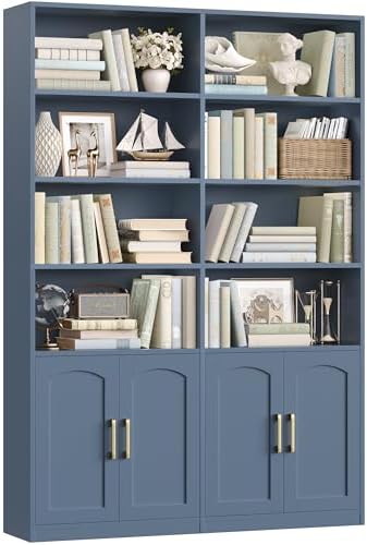 FACBOTALL Bookshelf and Bookcase with Doors, Double Wide Large Bookshelves by FACBOTALL