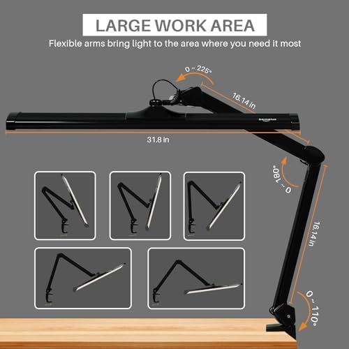 32-Inch LED Architect Desk Lamp with Clamp, 50W 4500LM, Black CCT - Image 4