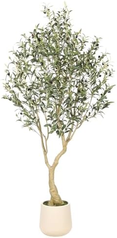 Realead 6ft Artificial Olive Tree with Tall Exquisite Planter by REALEAD