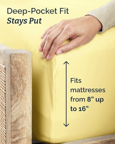 Twin XL 3 Piece Sheet Set - College Dorm Room Essentials - Yellow - Image 4