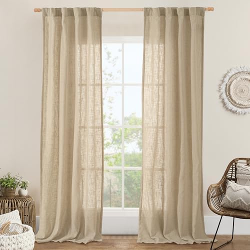 LAMIT Linen Blended Curtains for Bedroom Living Room, 38 x 84 Inch by LAMIT
