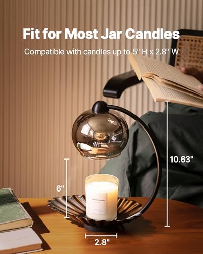 MAGCHARM Candle Warmer Lamp with Timer, Modern Warmer Lamp for Jar Candles, Electric Dimmable Wax Melt with Glass Lampshade & 2 Bulbs, Unique Home Decor House Warming for Women Mom Black - Image 5