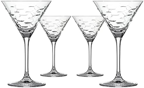 Rolf Glass School of Fish Martini Glass - Set of 4 Stemmed 10 oz. Martini Glasses - Lead-Free Glass - Diamond-Wheel Engraved Cocktail Glasses - Made in the USA - Image 2