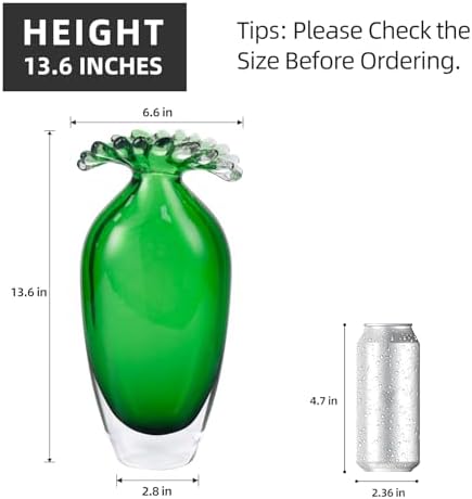 KAMMAK Glass Vase,Colored Hand Blown Decorative Vase - Image 2