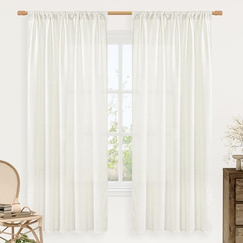 LAMIT Natural Linen Curtains 72 inch Length for Living Room, 2 Panels by LAMIT