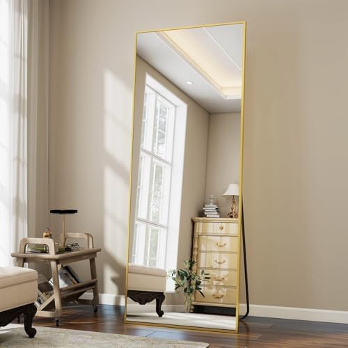 VooBang 68" x 22" Gold Full Length Mirror, Floor Body Mirror with Stand Aluminum Alloy Frame, Standing Hanging or Leaning for Bedroom Living Room - Image 7