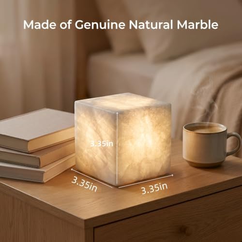 Marble Lamp Luxury Stone Table Lamp Type-C Rechargeable Touch Night Light Small Bedside Lamp Cordless Ambient Light for Home Decor, Bedroom, Living Room & Office (Crystal) - Image 2
