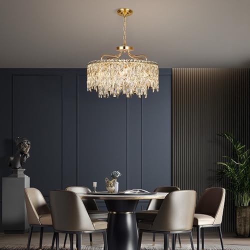 24" 8 Lights Gold Crystal Chandeliers for Dining Room Light Fixture - Image 2