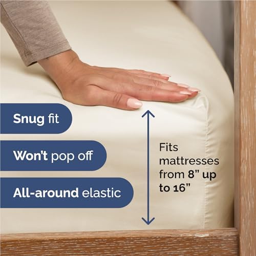 Full Size 4 Piece Sheet Set - Comfy Breathable & Cooling Sheets - Off White - Image 3