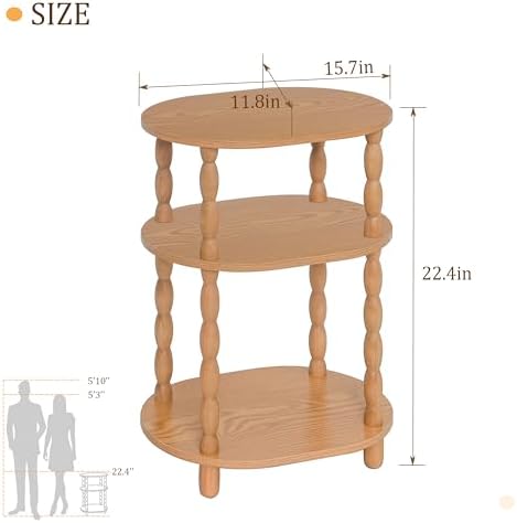 MaxSmeo End Table, Small Side Table for Small Spaces, Modern Oval Night Stand Accent Table for Living Room, Bedroom, Brown - Image 3