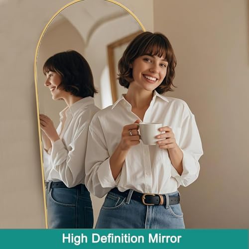 Full Length Mirror, 71''x30'' Arched Floor Body Mirror (Gold) - Image 6