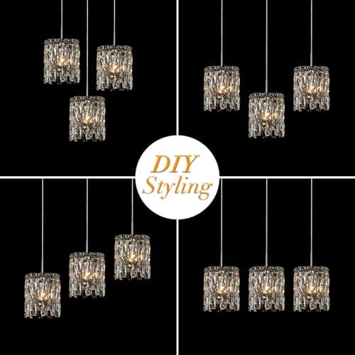 1-Light Modern K9 Crystal Pendant Lights Kitchen Island, Chrome - Image 6