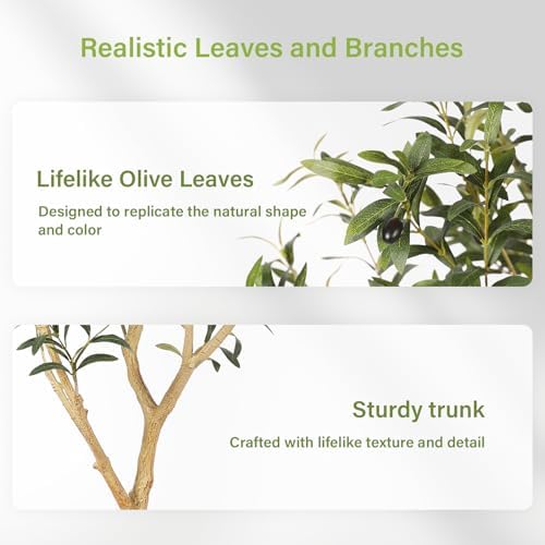 FEELEAD Faux Olive Tree 5ft with Planter for Home Office Living Room Decor - Image 4