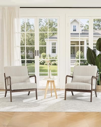 Garvee Mid Century Accent Chair Set of 2, Armchair with Lumbar Pillow by Garvee