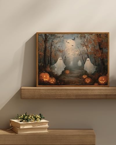 InSimSea Vintage Halloween Ghost Wall Art, Fall Pumpkin Decor, Framed - Image 3