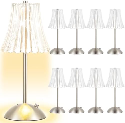 8 Pcs Cordless Table Lamp Rechargeable Touch Lamp Silver Flower by Bornerwhite