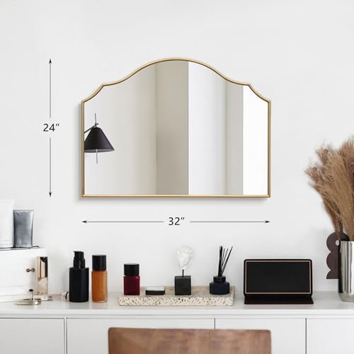 Besdomus Gold Wooden Vanity Mirror: 32"x24" Bathroom Mirrors for Over Sink - Image 3