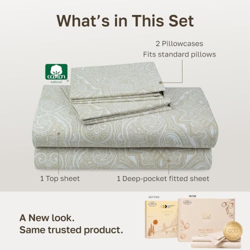 California Design Den Soft 100% Cotton Queen Size Sheets Deep Pocket, 4 Pcs - Image 3