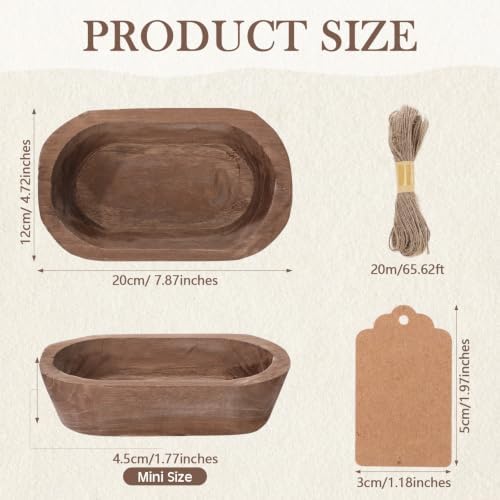 Tioncy 12 Set Wooden Dough Bowls for Decor Bulk, Small,Oval - Image 2