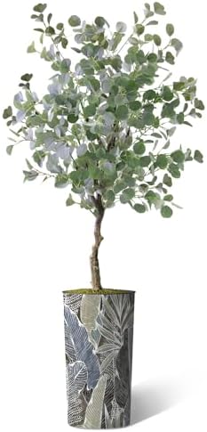 Artificial Tree in Modern Planter, Fake Eucalyptus Silk Tree for Indoor and Outdoor Home Decoration - 66" Overall Tall (Plant Pot Plus Tree) - Image 2