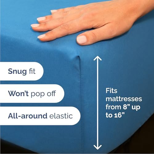 Queen Size 4 Piece Sheet Set - Breathable & Cooling Sheets - Denim Blue - Image 3