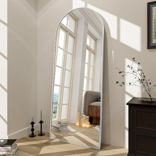 BEAUTYPEAK 65" x 24" Arch Full-Length Mirror with Stand, Silver by BEAUTYPEAK