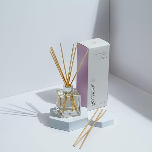Doctor Aromas Premium Reed Diffuser Diffuser Glass Jar Set Elegant Scent for Home, Room or Bathroom and Fresh Air Scent Lasting Home Fragrance Over 90 Days (Pack of 2, Glamour) - Image 4