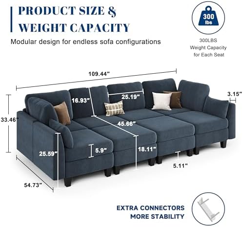 Sectional Sleeper Sofa 8 Seaters Modular Sleeper Sofa Couch - Image 3