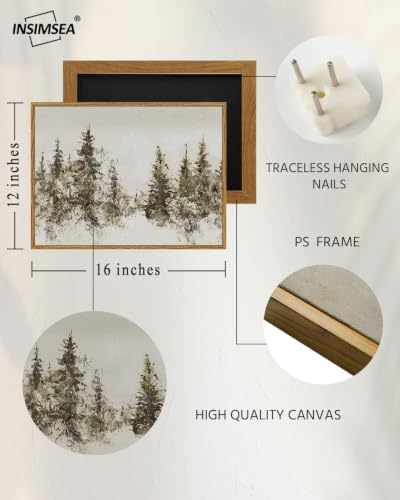 InSimSea Vintage Christmas Winter Framed Wall Art, Forst Pine Tree,12x16In - Image 5