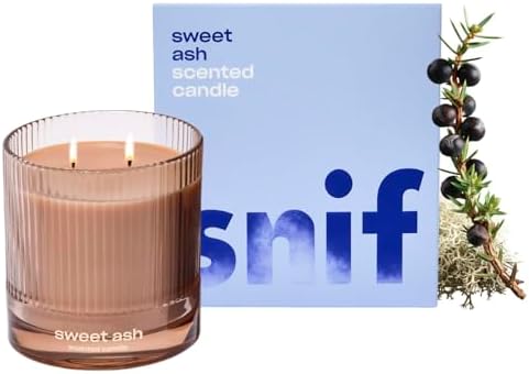 Sweet Ash Scented Candle by Snif, Low-Key Sweet and Earthy Scent, 50+ Hours, 100% Cotton Fiber Wicks, Soy Wax Blend, Non-Toxic, Vegan, 8.5 oz by Snif