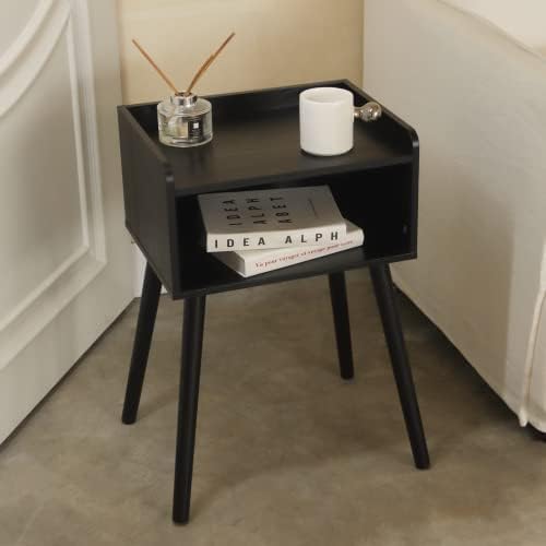 MaxSmeo Nightstand, Mid Century Black Side Table Bedroom with Storage - Image 2