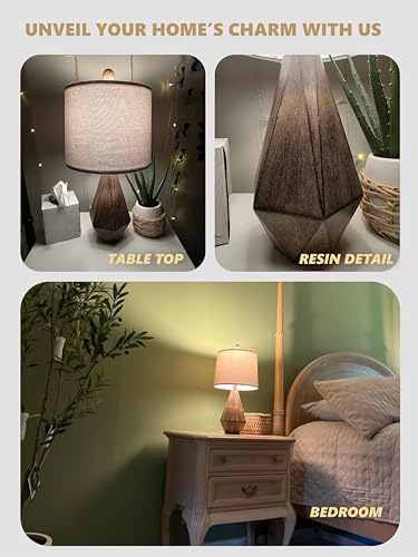 PoKat 20.25" Retro Farmhouse Table Lamp Set of 2, Small for Bedside, Brown - Image 2