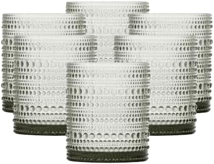 FORTESSA Jupiter Beaded Hobnail Glass Vintage Themed Drinkware Set, 10 Ounce Double Old Fashioned Glass (Set of 6), Dishwasher-Safe, Smoke Gray by Unknown