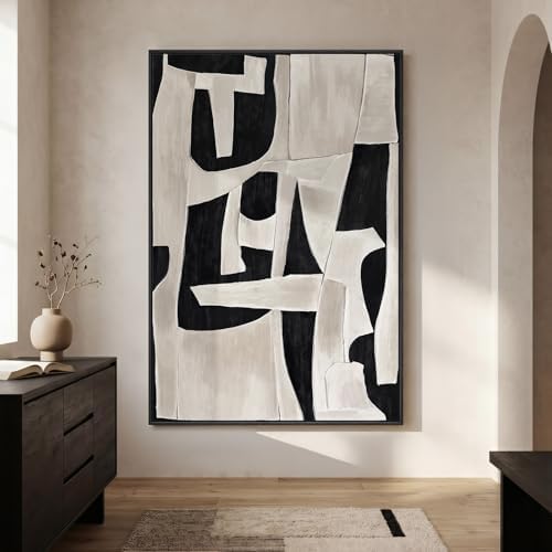 Extra Large Framed Black White Abstract Wall Art for Living Room, 40x60 In by Cuspin