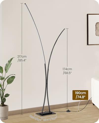 RGB Arc Floor Lamp, Dimmable Double-Light Standing Lamp, 3CCT, Remote & Foot Switch, for Living Room, Office, Bedroom, Black RB61LD05 - Image 4