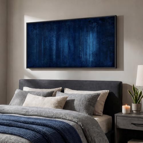Large Framed Navy Blue Abstract Wall Art, 1 Piece Vertical 30x60 In - Image 3