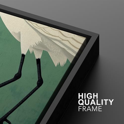 SIGNWIN Framed Canvas Print Wall Art Set Funny Crane Playing Golf Whimsical Bird Illustrations Modern Art Rustic Minimal for Living Room, Bedroom, Office - 16"" x24 x2 Black - Image 5