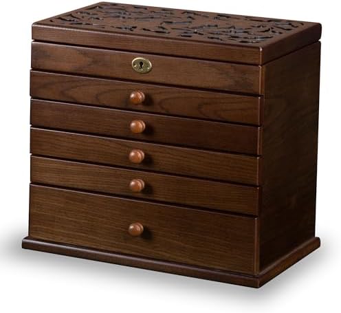 Wooden Jewelry Box7-Layer Lock, Large Vintage Organizer Gift Walnut by WelcometotheXloverise