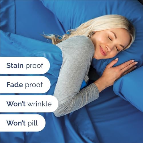 Split King Size 5 Piece Sheet Set - Comfy Breathable & Cooling - Royal Blue - Image 5