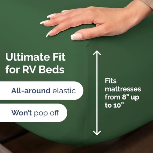 Short Queen Size 4 Piece Bed Sheet Set - RV Short Queen - Emerald Green - Image 3