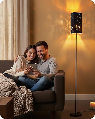 64.6" Floor Lamp, with Foot Switch, Standing Lamp with Sky Stars Design, Modern Freestanding Lamp (Bulb Not Included), for Living Room, Bedroom, Office, ETL Listed,Black Starry Sky AB07LD05 - Image 2